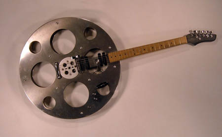 Custom instrument, reel design, original Chicago Guitar Works photograph